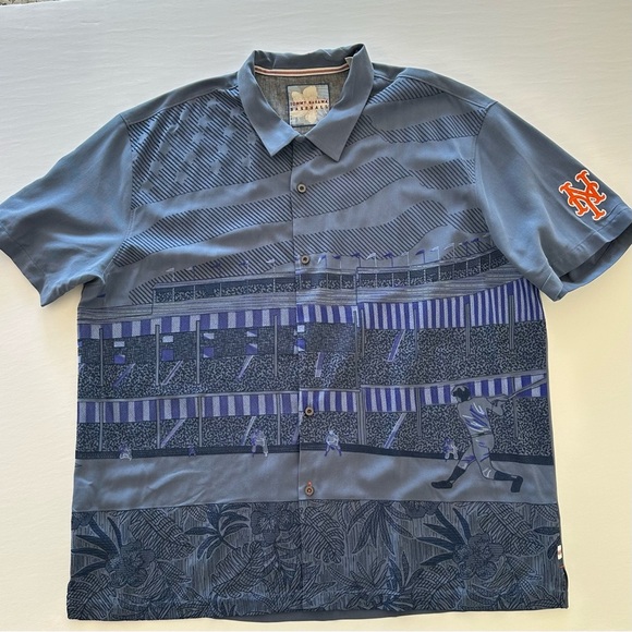 Tommy Bahama New York Mets NY Hawaiian Shirt Mens 3XL Royal 100% Silk - Picture 2 of 16